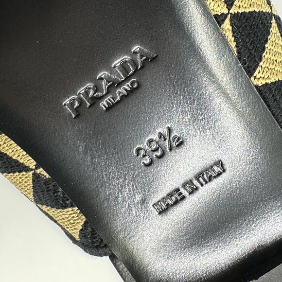 PRADA Triangular Triangle Logo Jacquard Woven T Strap Thong Flat Sandals - Picture 15 of 16